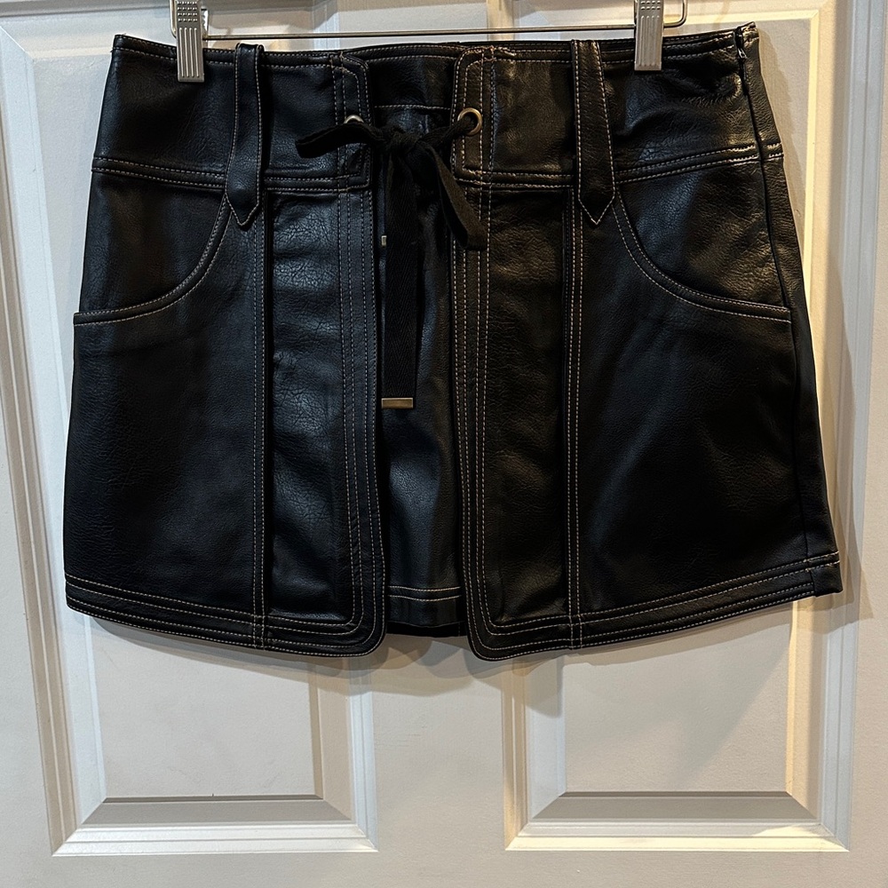 Black Faux Leather Mini Skirt